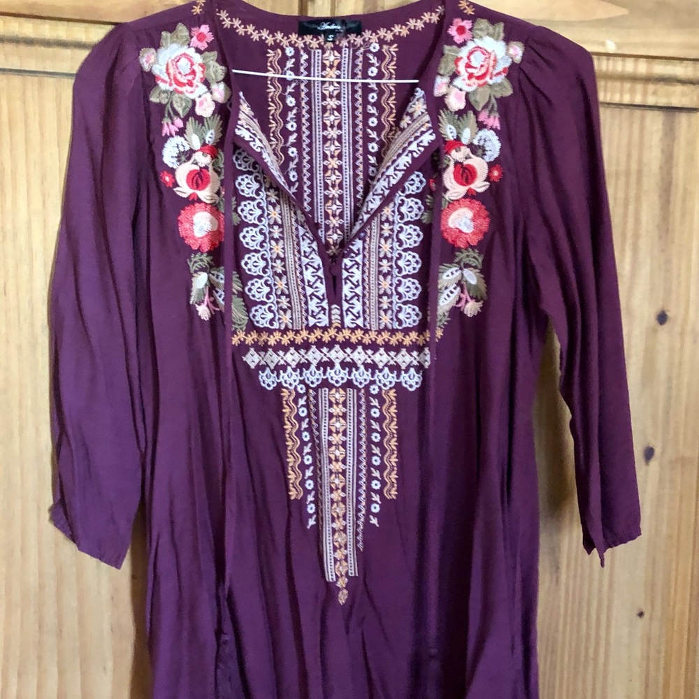 Plum Embroidered Blouse